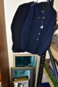 RAILWAY EPHEMERA, to include two British Rail Jackets and one Waistcoat, nine framed prints,a