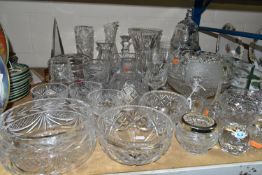 A GROUP OF CUT CRYSTAL GLASSWARES, approximately thirty pieces, to include a large Waterford