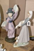 TWO LLADRO FIGURES OF GIRLS, comprising Japanese with fan, No. 4991, sculpted by Salvador Debon,