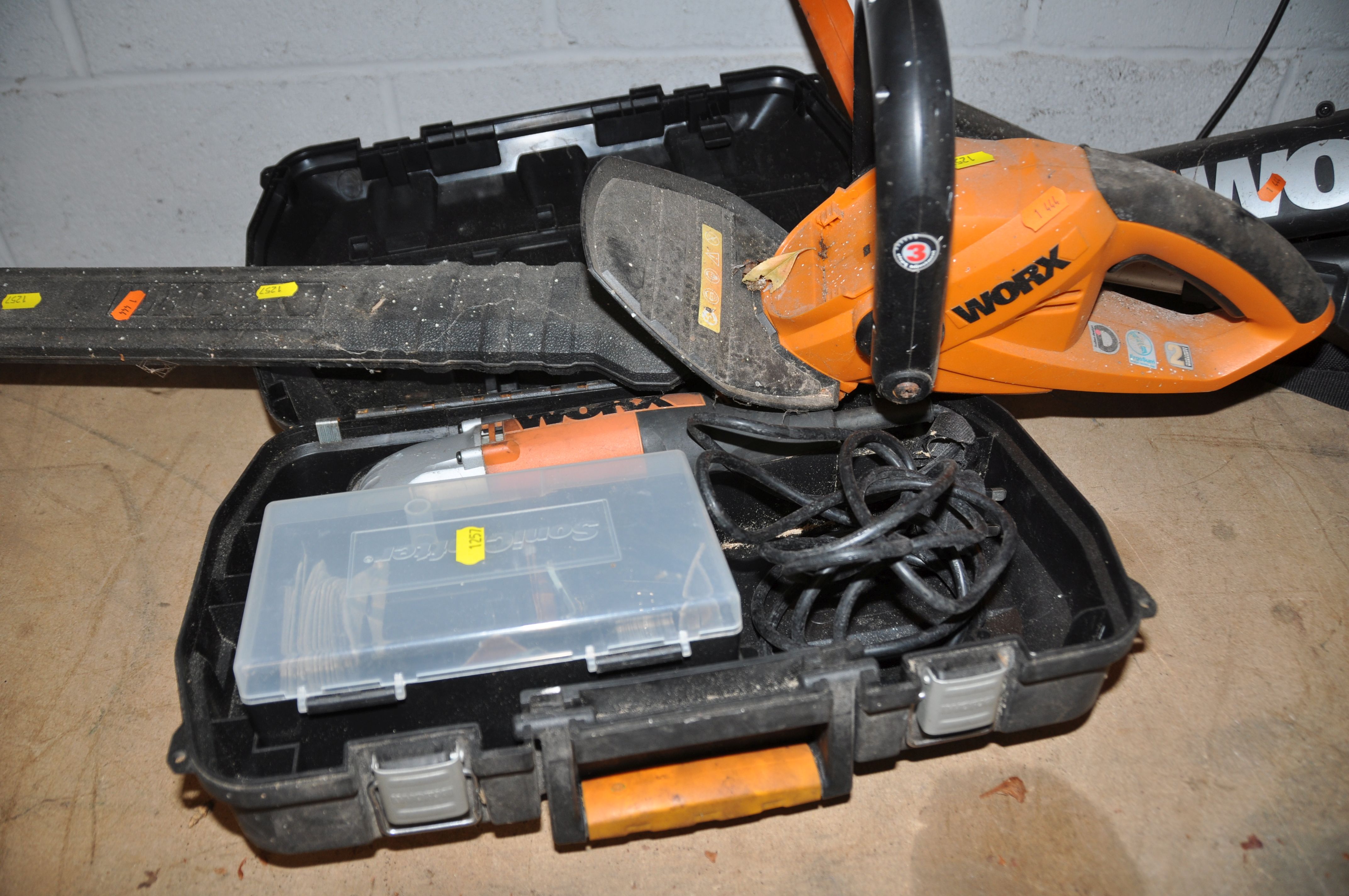 A COLLECTION OF WORX comprising a WORX WG250E.9 hedge trimmer, Worx WG151E.5 strimmer no charger ( - Image 2 of 3