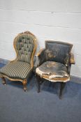 AN EARLY TO MID 20TH CENTURY MAHOGANY OFFICE ARMCHAIR, on cabriole front legs (condition:-ideal