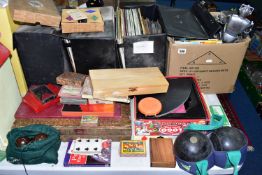A QUANTITY OF SUNDRY ITEMS ETC to include three cases of LP records, artists include Lena Martell,