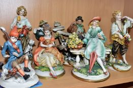 A GROUP OF SEVEN CAPODIMONTE FIGURINES, to include Winter's Boy by Adas Mary with certificate, a