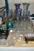 A GROUP OF ASSORTED DRINKING AND ORNAMENTAL GLASSWARE, including two Mats Jonasson Signature
