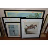FOUR HORSE THEMED PRINTS, comprising 'Pumpkin with stable lad' a print after George Stubbs published