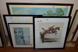 FOUR HORSE THEMED PRINTS, comprising 'Pumpkin with stable lad' a print after George Stubbs published