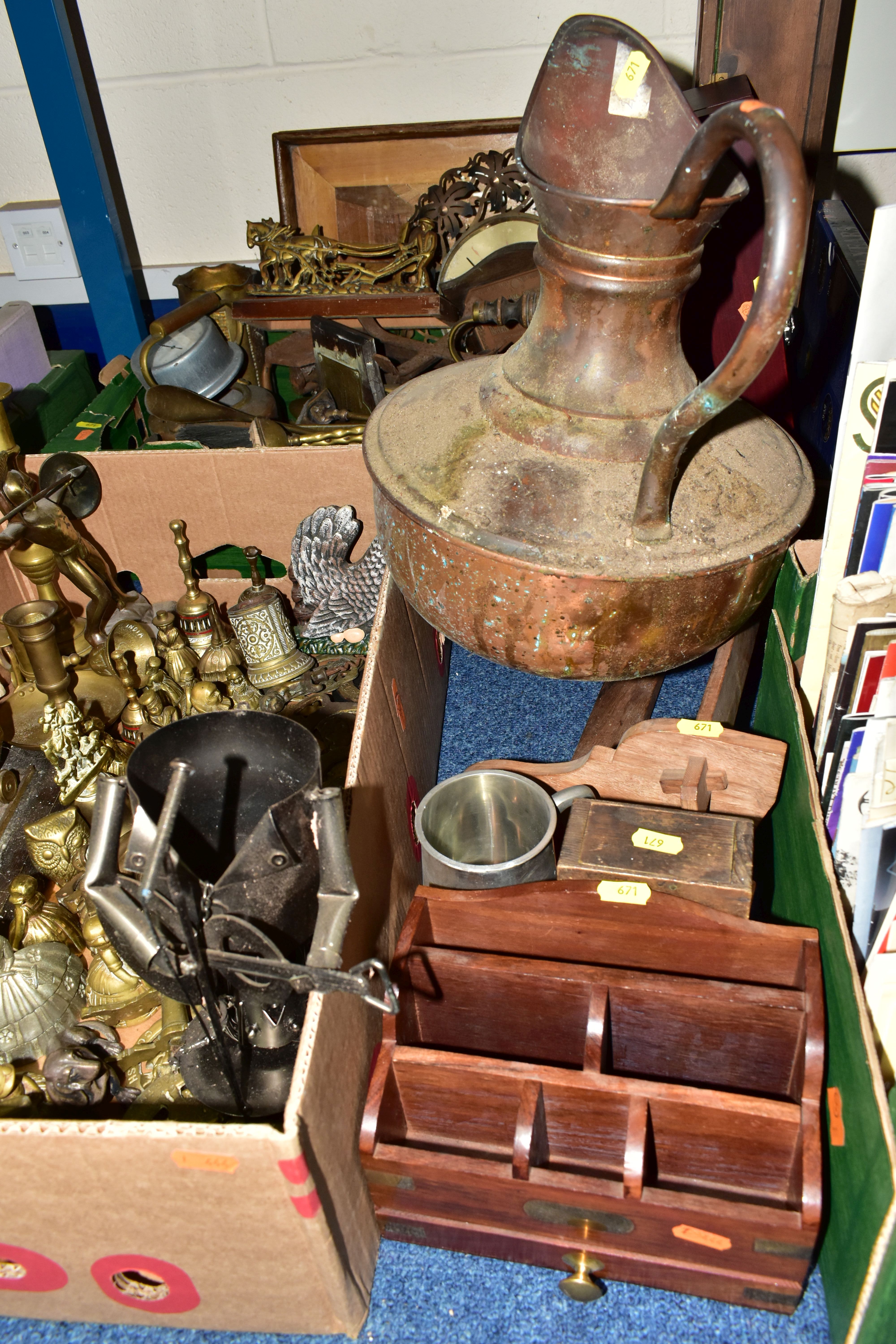 TWO BOXES AND LOOSE METALWARES AND TREEN, including a cardboard display of old saddlery tools, - Image 2 of 6