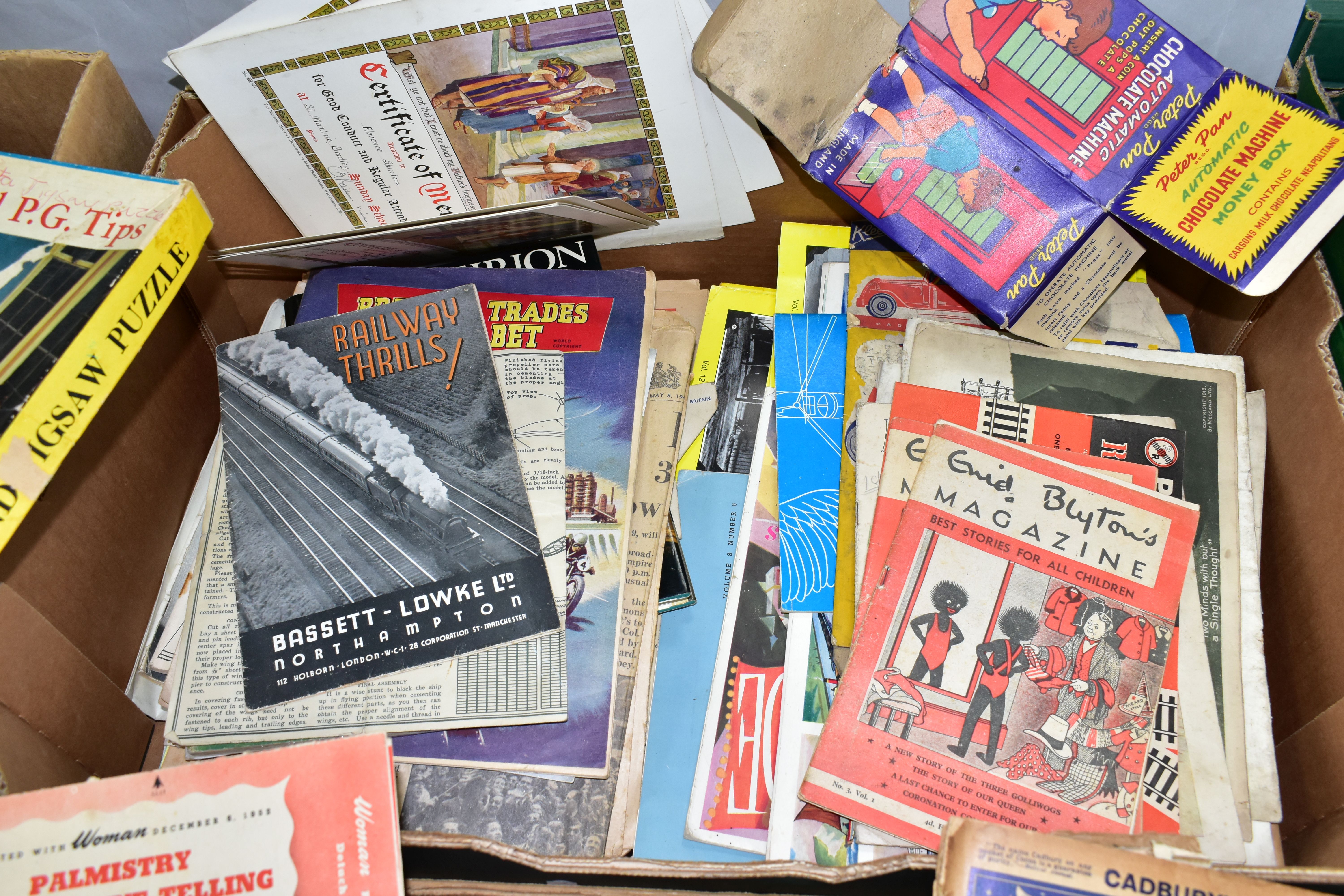 FOUR BOXES OF 1920S CHILDREN'S BOOKS, GAMES AND JIGSAWS, consisting two Brooke Bond P.G Tips - Image 3 of 5