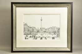 PHILIP BISSELL (BRITISH CONTEMPORARY) 'TRAFALGAR SQUARE II', a pen and ink sketch of the London