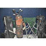 GOLFING EQUIPMENT to include four golf bags, Ping, Titleist, Callaway, Izzo, a collection of sixteen