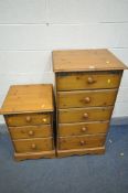 A JAYCEE TALL CHEST OF FIVE DRAWERS, width 55cm x depth 45cm x height 107cm, along with a matching