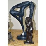TWO FIGURAL SCULPTURES, comprising an Austin Sculpture bronzed female figure titled 'Sultry
