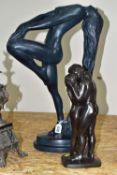 TWO FIGURAL SCULPTURES, comprising an Austin Sculpture bronzed female figure titled 'Sultry