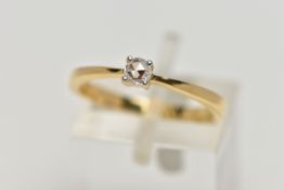 AN 18CT GOLD DIAMOND SINGLE STONE RING, a rose cut diamond approximately 0.10ct, colour assessed H-