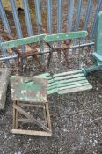 A SET OF THREE COALBROOKDALE STYLE CAST IRON BENCH ENDS AND CENTRAL SUPPORT, along with a vintage