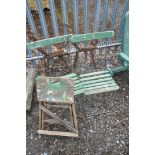 A SET OF THREE COALBROOKDALE STYLE CAST IRON BENCH ENDS AND CENTRAL SUPPORT, along with a vintage