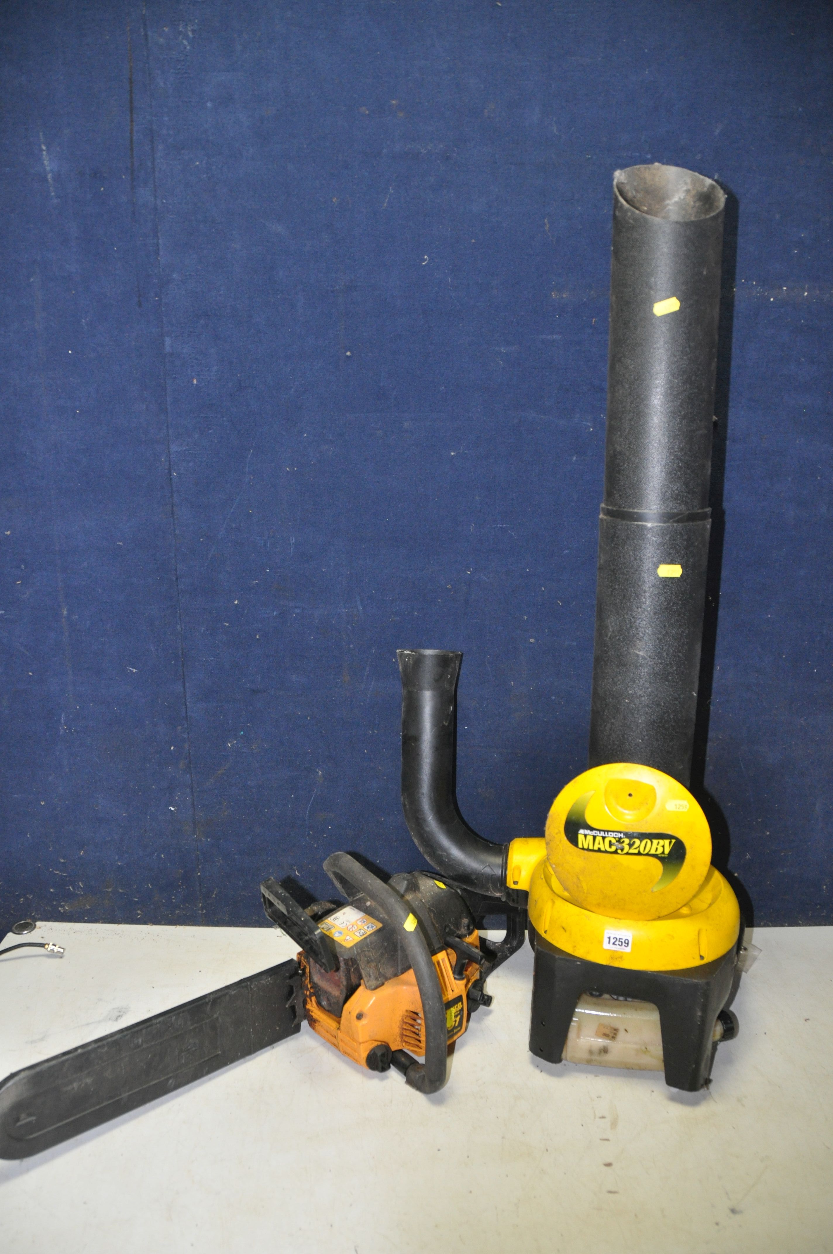 A PARTNER 351 petrol chainsaw and a McCULLOCH 320BV petrol garden vac/blower (both UNTESTED but