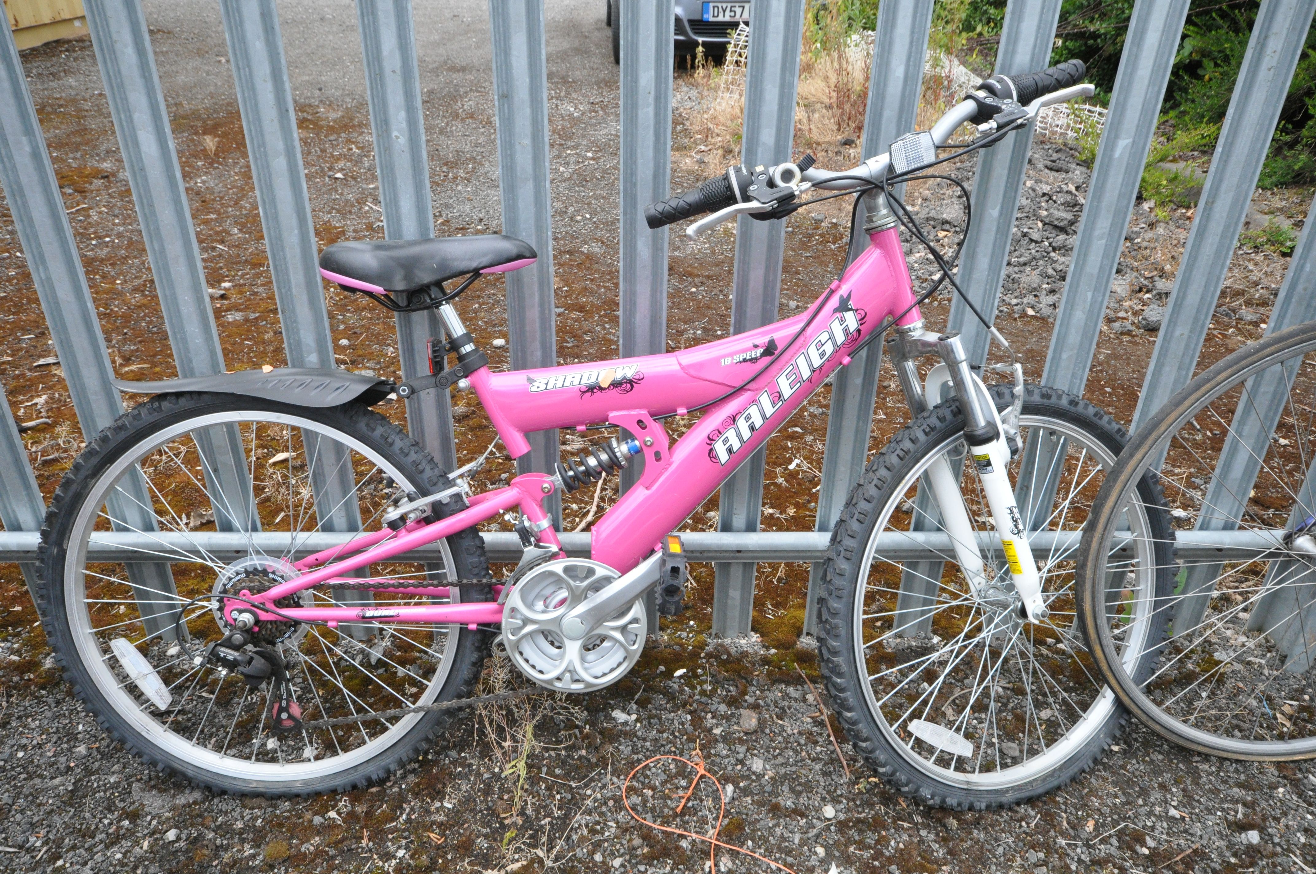 A CAMPAGNOLO PURPLE RACING BIKE, a Raleigh pink girls bike and a vertical ladies bike (3) - Image 2 of 4