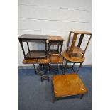 A SELECTION OF OCCASIONAL FURNITURE, to include a circular barley twist occasional table, oak stool,