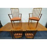 A MID CENTURY MCINTOSH TEAK EXTENDING DINING TABLE, with two fold out leaves open length 236cm x