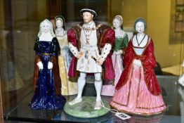 A SET OF COALPORT HENRY VIII AND FOUR WIVES FIGURES, comprising Henry VIII, Catherine Parr,