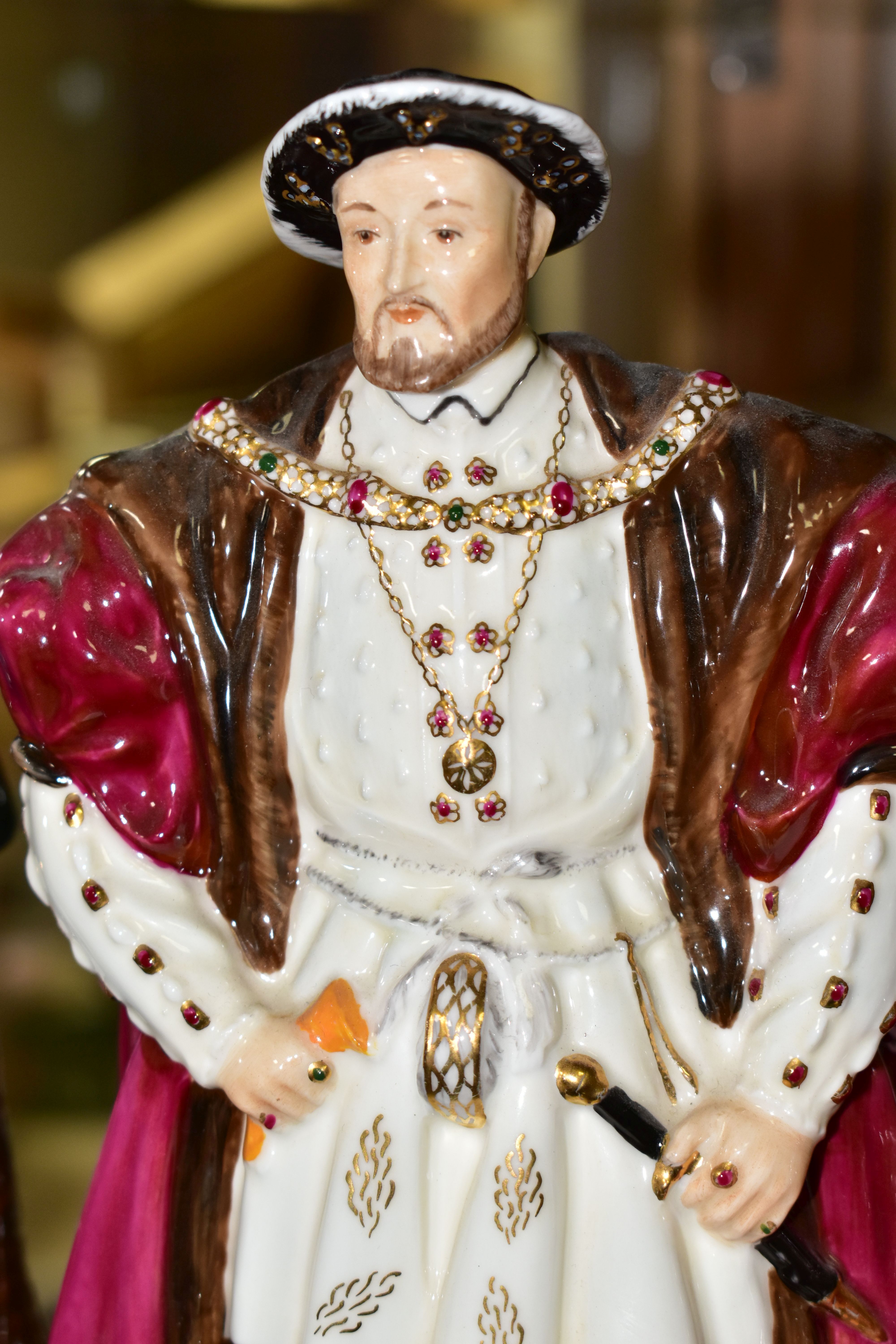 A SET OF COALPORT HENRY VIII AND FOUR WIVES FIGURES, comprising Henry VIII, Catherine Parr, - Image 4 of 8