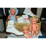 AN UNBOXED PALITOY TINY TOYS DOLL, with a smaller Palitoy vinyl baby doll and similar unmarked doll,