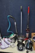 A COLLECTION OF HOME ELECTRICALS to include a Clarson vacuum cleaner, Morphy Richards ORB vacuum,