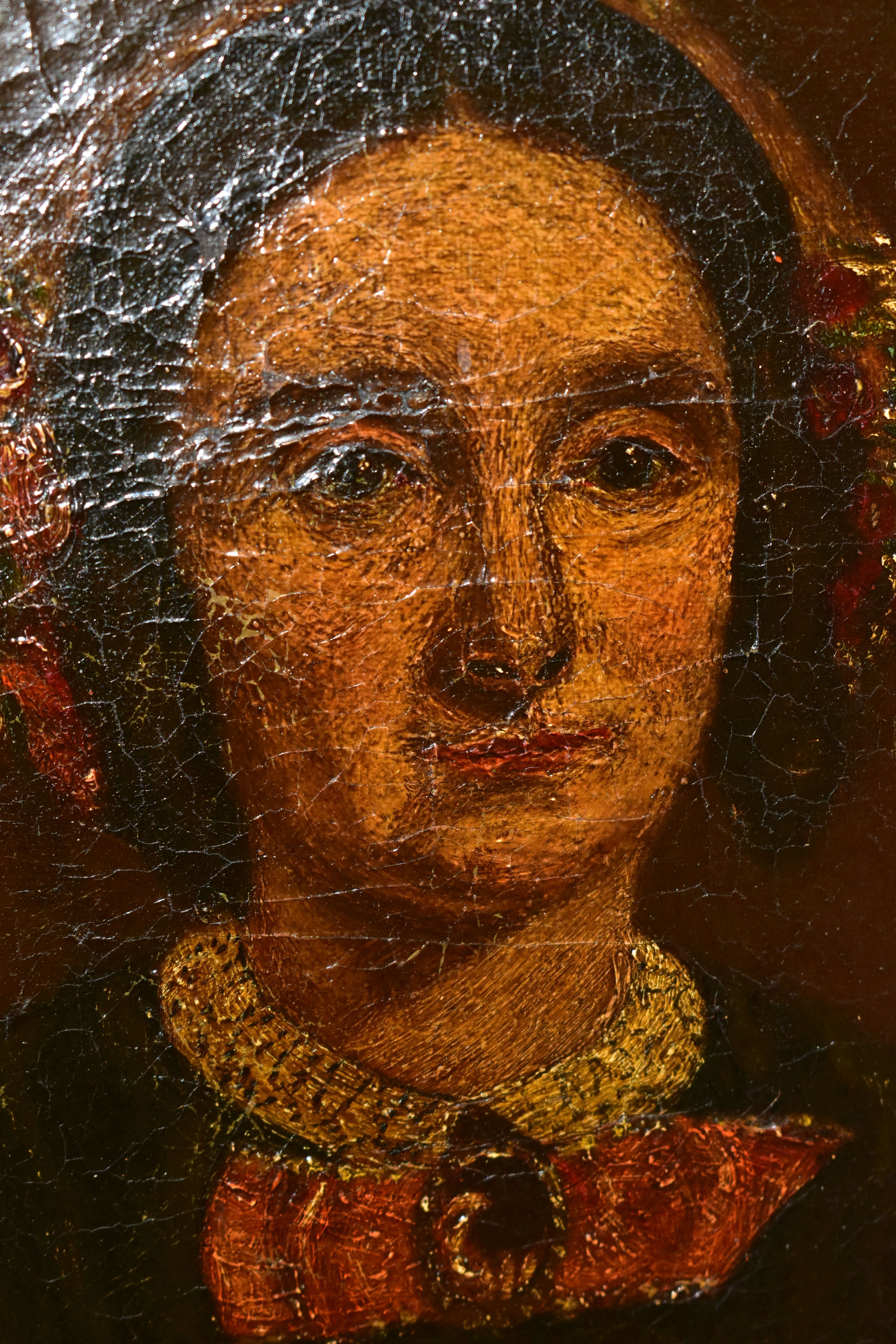 A MID VICTORIAN HEAD AND SHOULDERS PORTRAIT OF A WOMAN, no visible signature, oil on canvas, - Image 3 of 5
