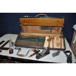 TWO BESPOKE WOODEN TOOLBOX with lock and key to include a Record No077a plane, Stanley No78, Stanley