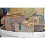 VINTAGE BOXES, ADVERTISING MATERIAL AND LADIES ACCESSORIES comprising thirteen empty cardboard boxes