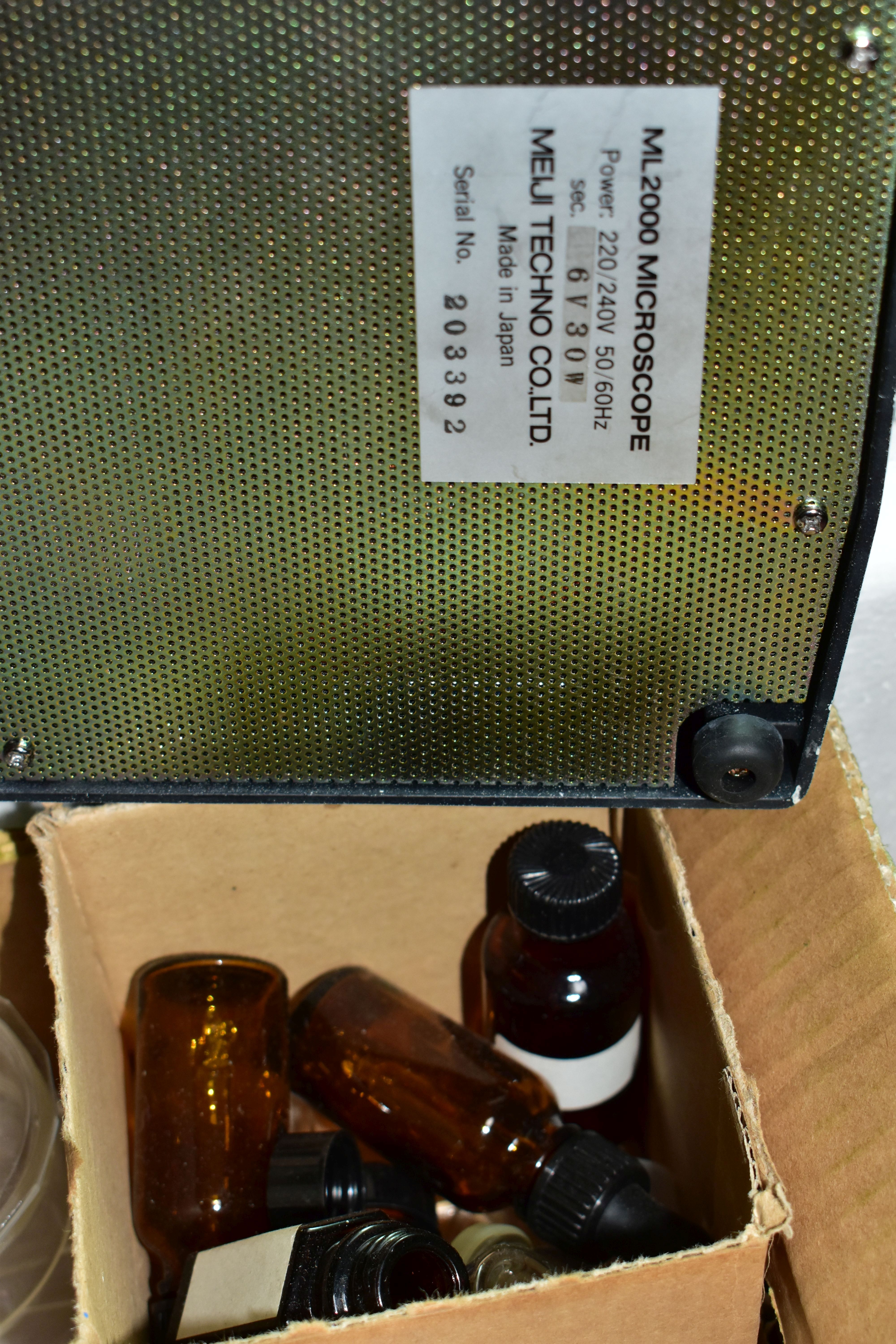 MICROSCOPE, a Meiji ML200 Biological Microscope with a box of Laboratory accessories and two boxes - Image 8 of 9