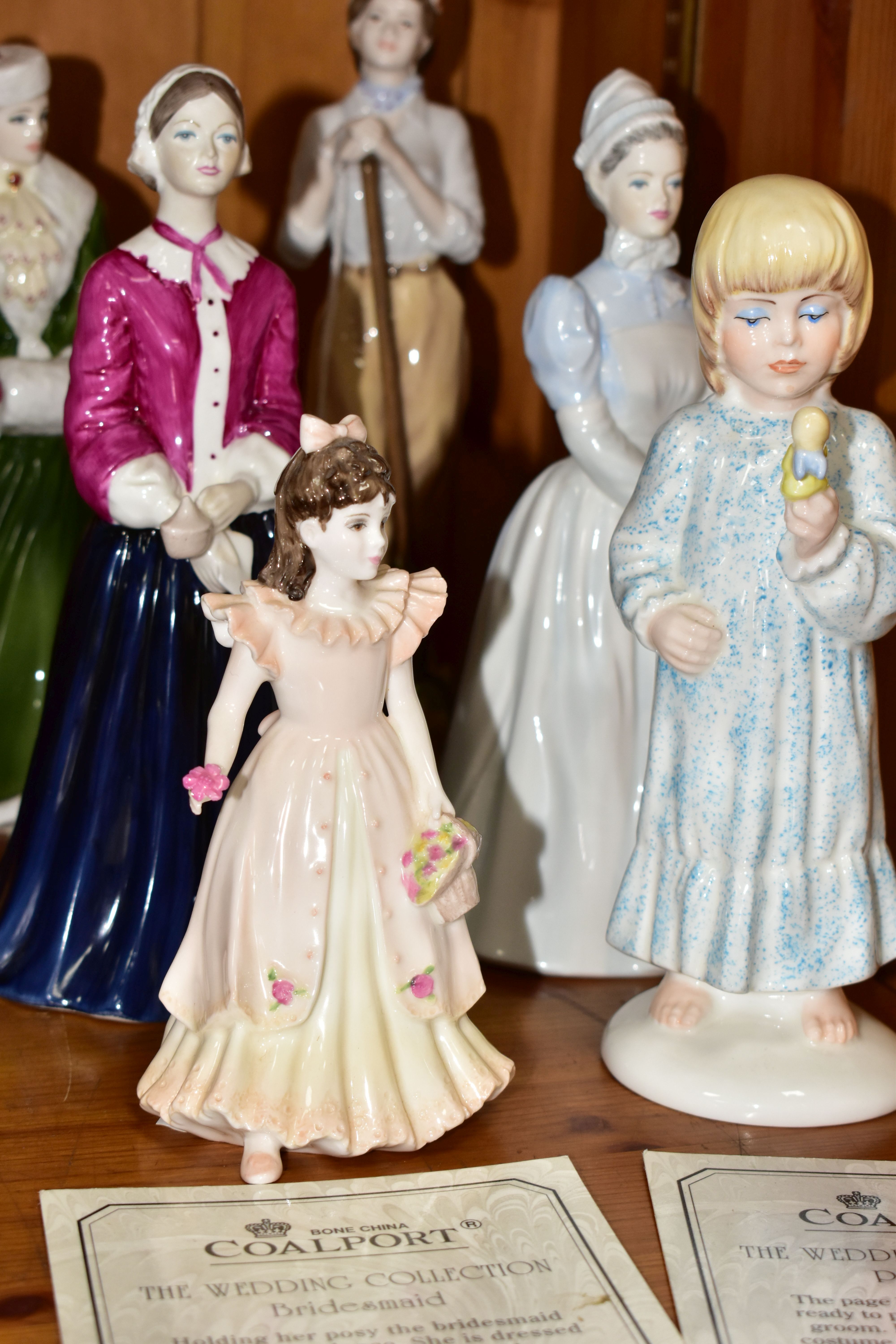 EIGHT COALPORT FIGURINES, comprising limited edition The Wedding Collection Bridesmaid 228/1500 ( - Image 2 of 5