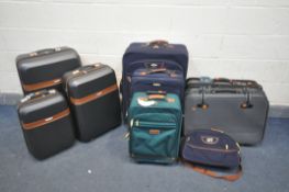 A SELECTION OF VARIOUS SUITCASES, to include a set of three graduated Scotts of Stow suitcases,