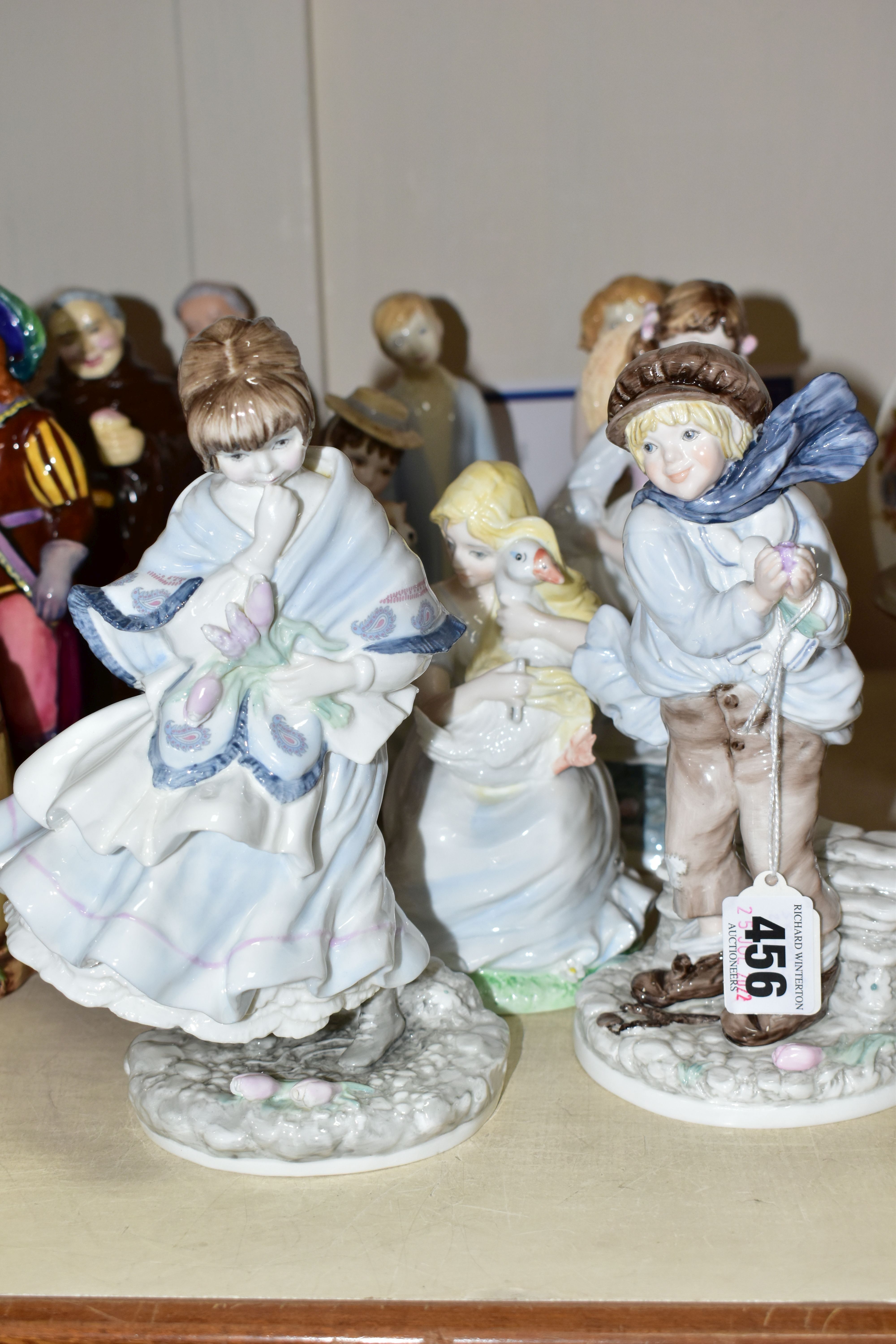 FIVE COALPORT AND TWO ROYAL WORCESTER FIGURINES OF CHILDREN, comprising Coalport: 'The Boy' numbered