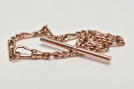 A 9CT GOLD CURB LINK BRACELET, rose gold bracelet hallmarked 9ct Sheffield import, fitted with a