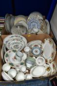 TWO BOXES OF DINNER AND TEA WARES ETC, to include, Royal Albert 'Old Country Roses'- six dessert