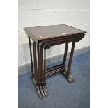 A MAHOGANY AND INLAID QUARTETTO NEST OF FOUR TABLES, width 54cm x depth 37cm x height 69cm (