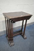 A MAHOGANY AND INLAID QUARTETTO NEST OF FOUR TABLES, width 54cm x depth 37cm x height 69cm (