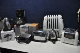 A SELECTION OF KITCHENALIA to include a Dualit kettle and toaster, Russell Hobbs toaster, kettle and