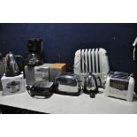 A SELECTION OF KITCHENALIA to include a Dualit kettle and toaster, Russell Hobbs toaster, kettle and