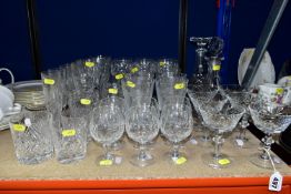 A QUANTITY OF CUT GLASS AND CRYSTAL, to include a set of six 'Brierly' brandy glasses, a set of