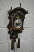 A MID TO LATE 20TH CENTURY DUTCH WALL CLOCK, with label reading Thomas Tompion, London to dial,