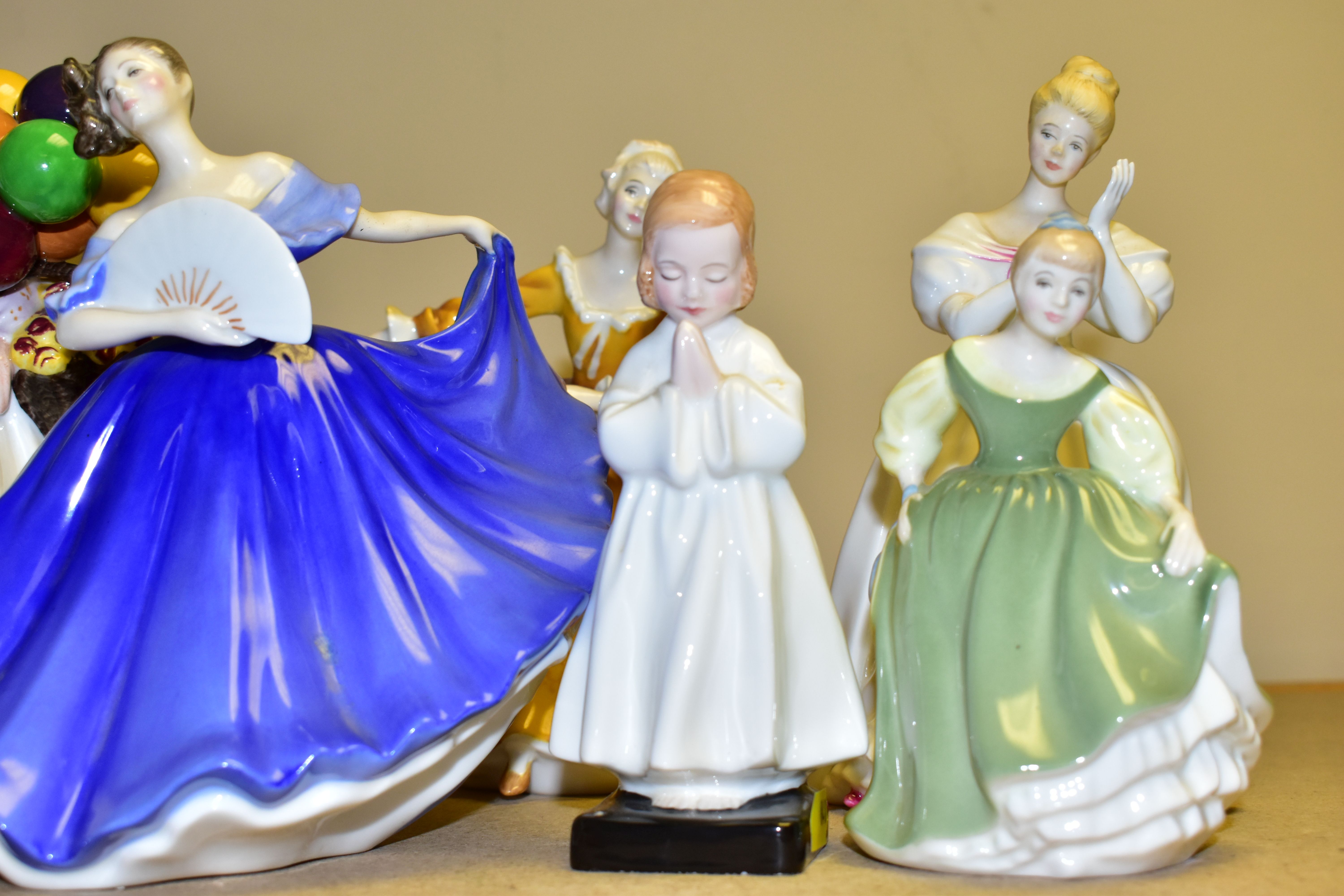 SIX ROYAL DOULTON LADY AND GIRL FIGURES, comprising 'Biddy Penny Farthing' HN1843, 'Bedtime' HN1978, - Image 2 of 8
