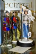A BOXED COALPORT FOR COMPTON & WOODHOUSE LIMITED EDITION FIGURE 'JOAN OF ARC' AND TWO COALPORT HENRY