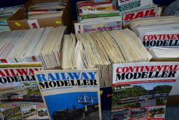 SEVEN BOXES OF RAILWAY AND TRAIN MAGAZINES, to include approx. three hundred and fifty magazines,