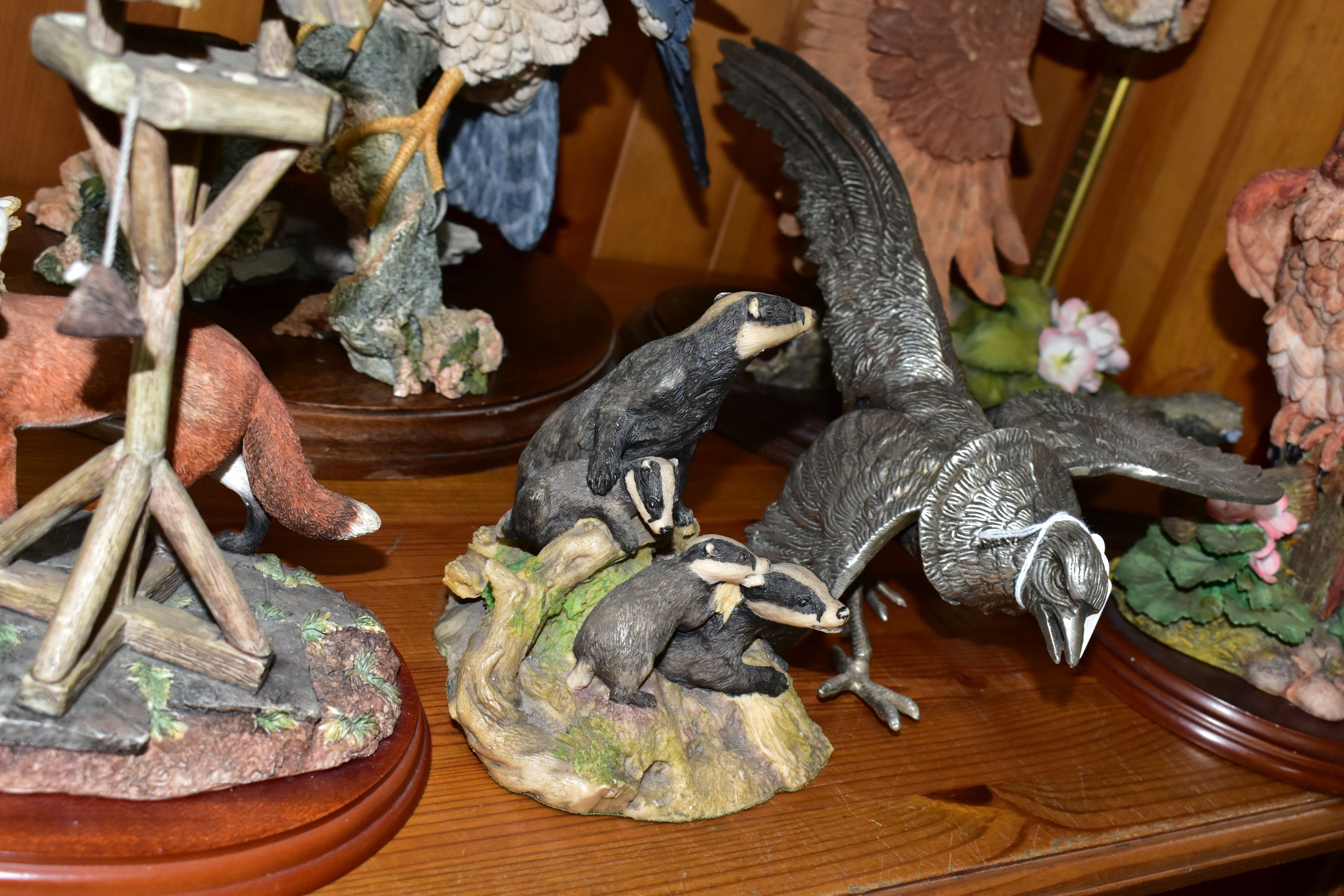 A GROUP OF RESIN ANIMAL AND BIRD FIGURES, to include Border Fine Arts A0001 The Scrounger, - Image 3 of 8