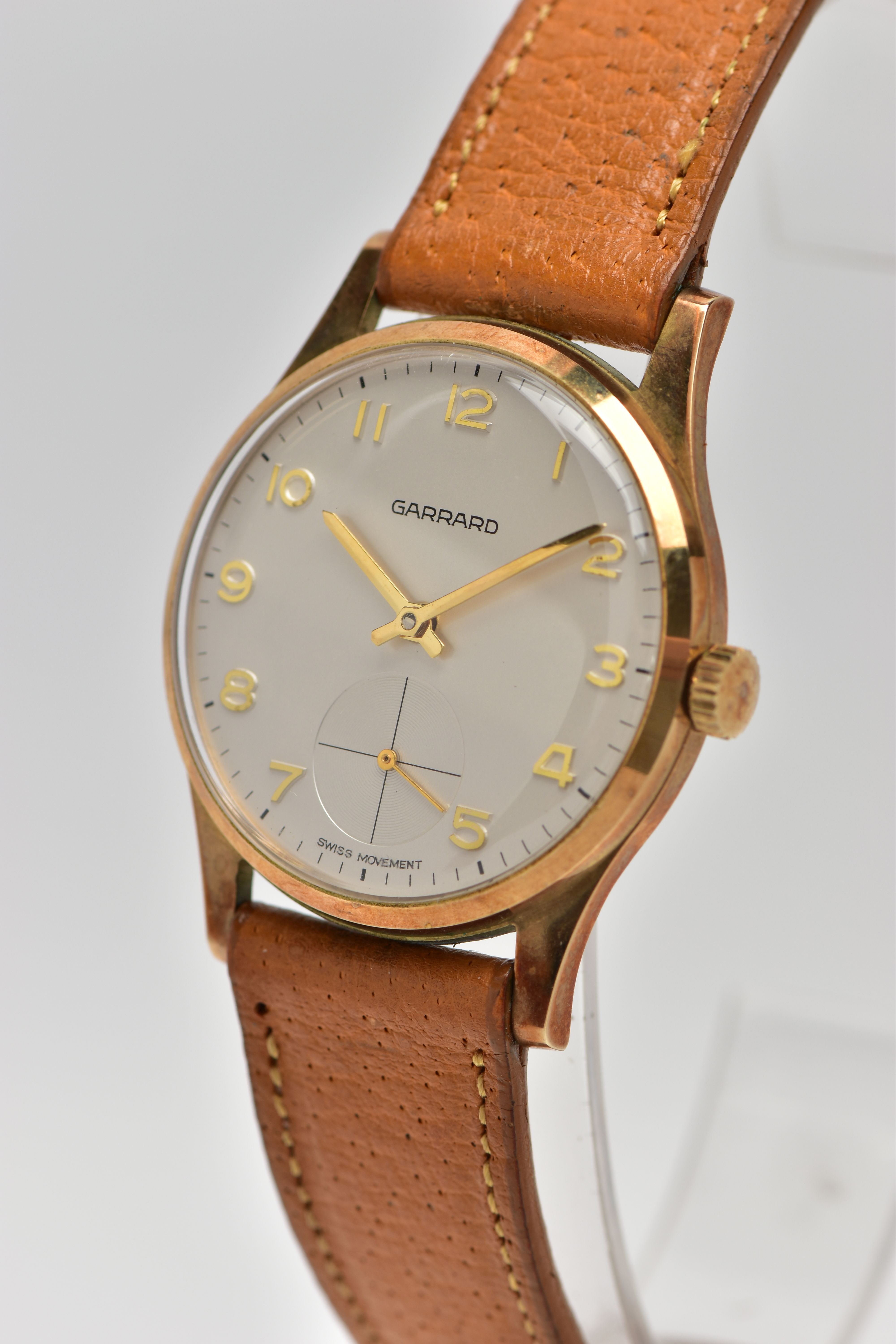 A 9CT GOLD 'GARRARD' WRISTWATCH, hand wound movement, round white dial signed 'Garrard' 'Swiss - Bild 3 aus 6