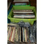 THREE TRAYS CONTAINING OVER FOUR HUNDRED LPs AND SINGLES artists include ABBA, Elvis Presley,