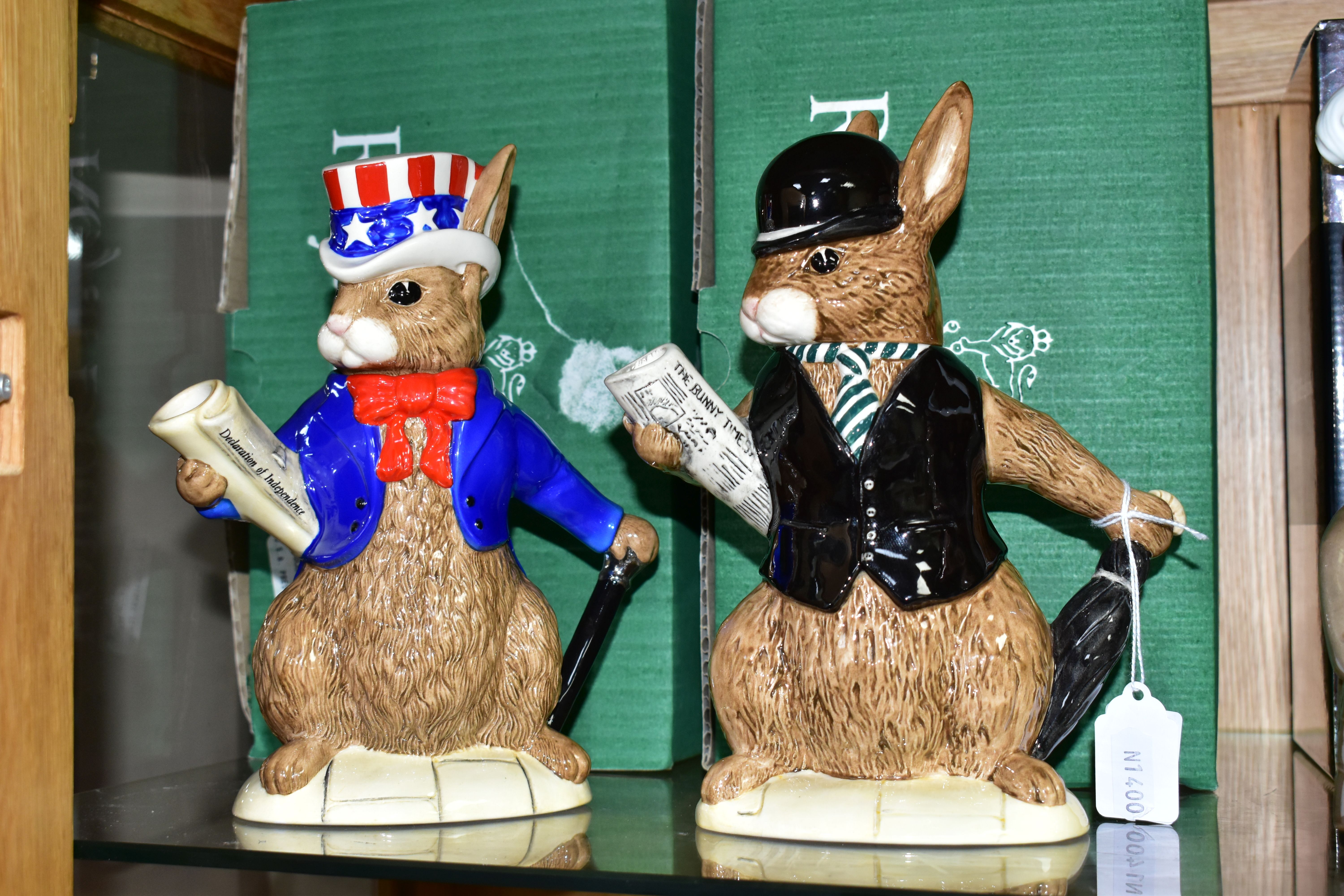 TWO BOXED ROYAL DOULTON LIMITED EDITION BUNNYKINS TEAPOTS OF THE WORLD, special edition of 2500,